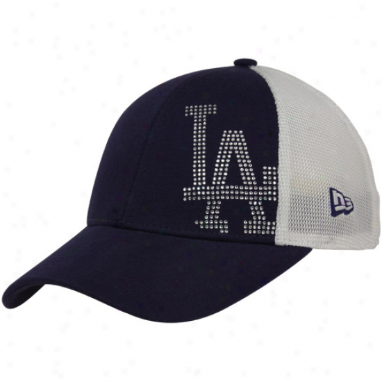 New Era L.a. Dodgers Ladies Royal Blue-white Jersey Shimmer Mesh Back Adjustable Hat