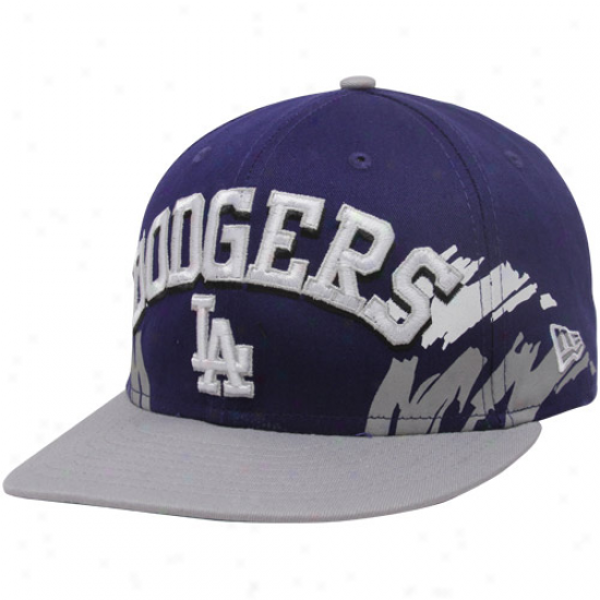 Unaccustomed Era L.a. Dodgers Navy Blue-silver Side Snapback 9fifty Adjuustable Hat