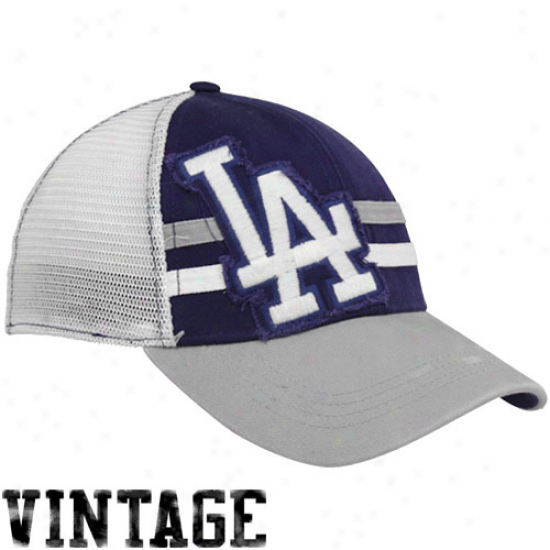 New Era L.a. Dodgers Royal Blue-gray Deuce Vintage 39thirty Mesh Back Flex Fit Hat