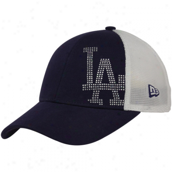 New Era L.a. Dodgers Youth Girls Royal Blue-white Jersey Shimmer Mesh Back Adjustable Hat