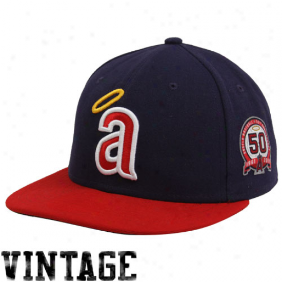 New Era Los Angeles Angels Of Anaheim Navy Blue-red 1971 Throwback Cooperstown On-field 59fifty Fitted Hat