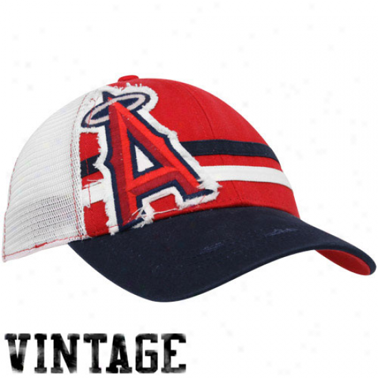 New Era Los Angeles Angels Of Anaheim Red-navy Blue Two Vintage 39thirty Ensnare Back Flex Fit Hat