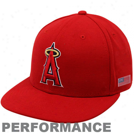 New Era Los Angelrs Angels Of Anaheim Red On-field 59fifty Usa Flag Fitted Action Hat