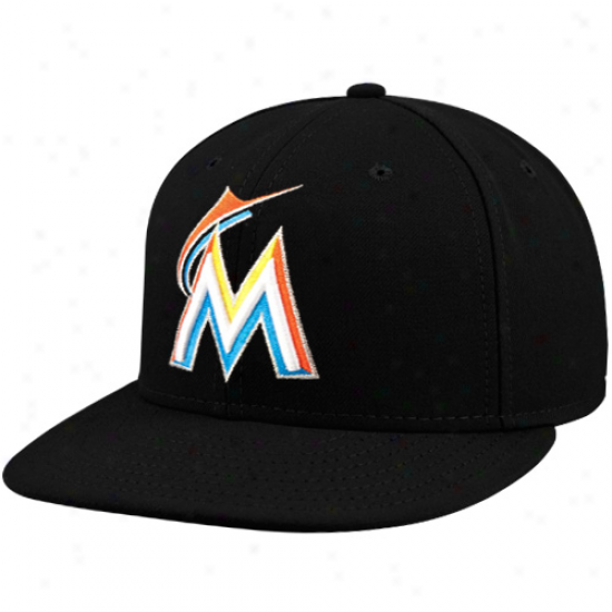 New Era Miami Mwrlins Black Authentic On-field Home 59fifty Fitted Hat