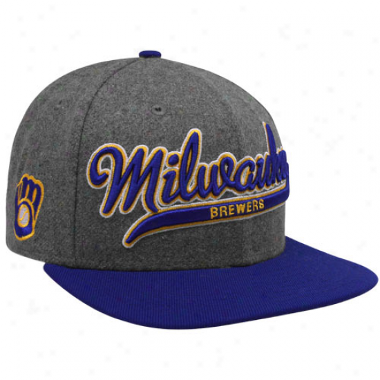 New Era Milwaukee Brewers Heather Gray-royal Blue Scripter Ii Snapback Adjustable Hat