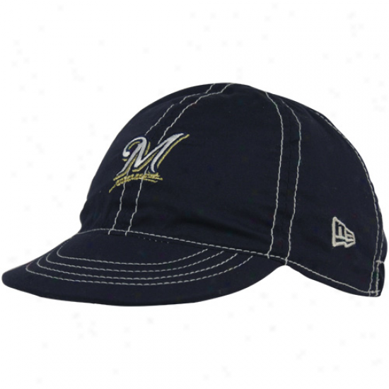 New Era Milwaukee Brewers Infant Navy Blue-nagural Mesa Reversible Hat