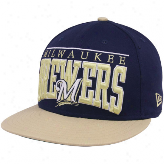 New Era Milwaukee Brewers Navy Blue 9fifty Le Arch Snapback Adjustable Hat