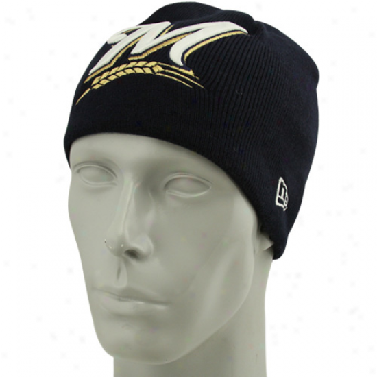 New Era Milwaukee Brewers Navy Blue Big Single Beanie