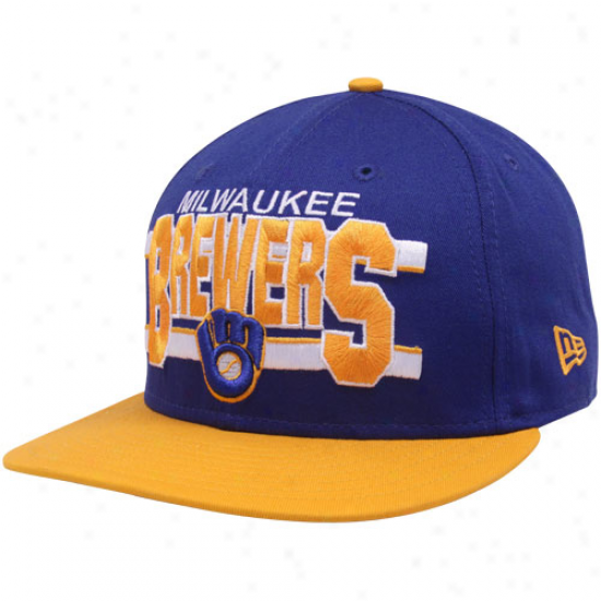 New Era Milwauukee Brewers Navy Blue-gold Worr Srripe 9fifty Snapback Adjustable Hat