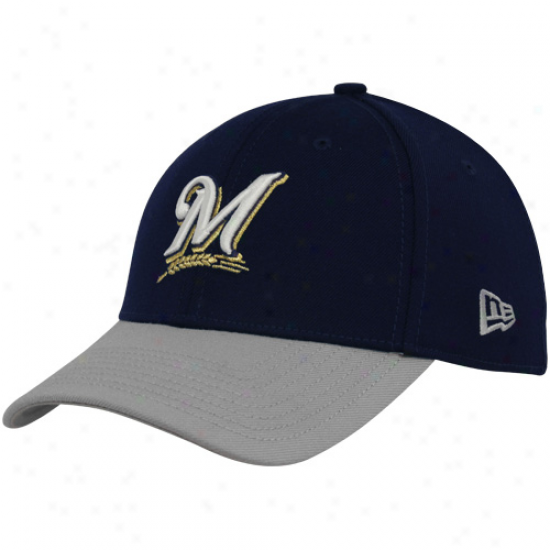 New Era Milwaukee Brewers Navy Blue-gray Dyad 39thirty Extent Fit Hat