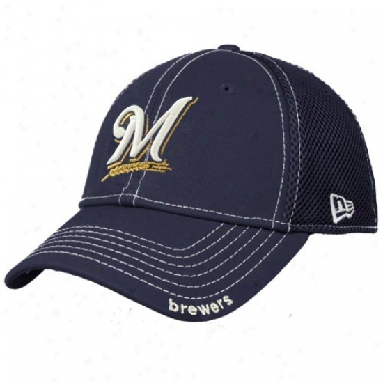 New Era Milwaukee Brewers Navy Blue Neo 39thirty Stretch Fit Hat