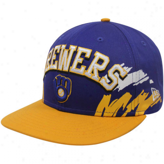 New Era Milwaukee Brewers Royal Blue-gold Side Snapback 9fufty Adjustable Hat