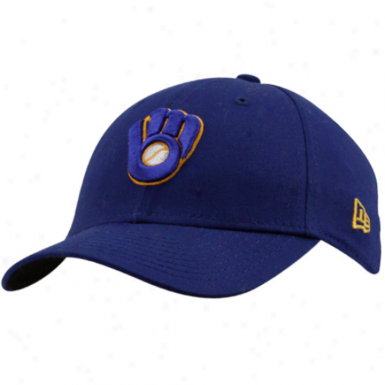 New Era Milwaukee Brewers Youth Royal Blue Tie Breaker 39thirty Stretch Fit Hat