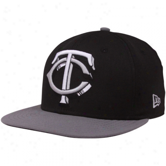 New Era Minnesota Twins Black-gray Shzdow Logo 59fifty Fitted Hat