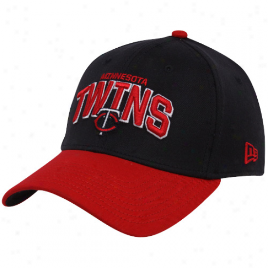 New Era Minnesota Twins Navy Blue-red Old School Classic 39thirty Flex Fit Hat