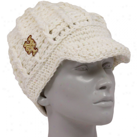 New Epoch New York Mets Ladies White Gold-spun Visor Beanie