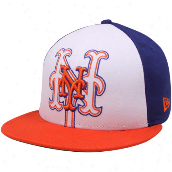 New Era New York Mets Orange-white-royal Blue Little Big Pop 9fifty SnapbackA djustable Hat