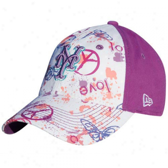 New Era Recent York Mets Preschool Girls Purple-white Solar Power Adjustable Hat