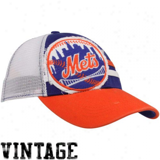 New Era New York Mets Royal Blue-orange Deuce Vintage 39thirty Mesh Back Flex Fit Hat