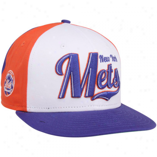 New Era Just discovered York Mets Royal Blue-orange-white 9fifty Script Wheel Snapback Adjustable Hat
