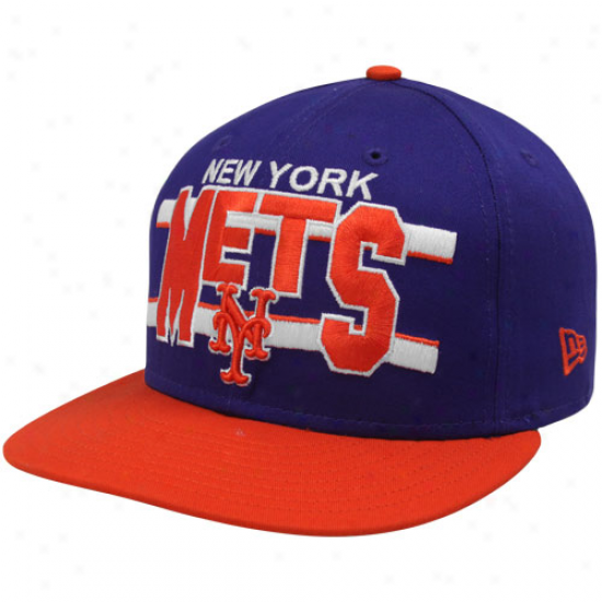 New Era New York Mets Royal Blue-orange Word Stripe 9fifty Snapback Adjustable Hat