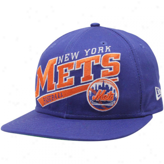 New Era New York Mets Royal Blue Skew Script Snapback Adjustable Hat