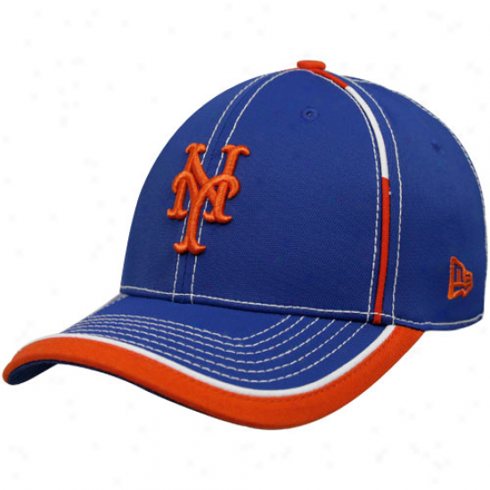 New Era eNw York Mets Royal Blue Taktodd 39thirty Stretch Fit Hat