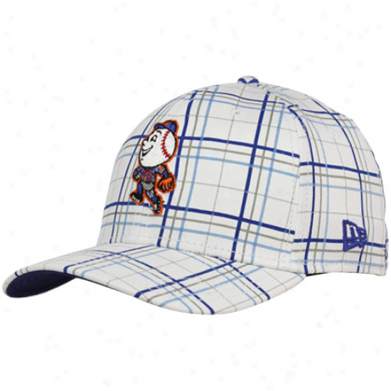 New Era New York Mets White Summer Plaid 39thirty Flex Fit Hat