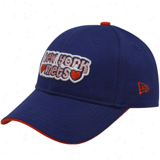 New Era New York Mets Youth Girls Kingly Blue Team Glitter Adjustable Hat