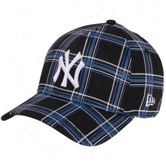 New Era New York Yankees 39thirty The Breaker Plaid Flex Fit Hat - Navy Blue