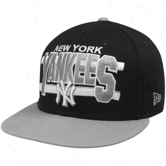 New Eta New York Yankees Black-gray Word Stripe 9fifty Snapback Adjustable Hat