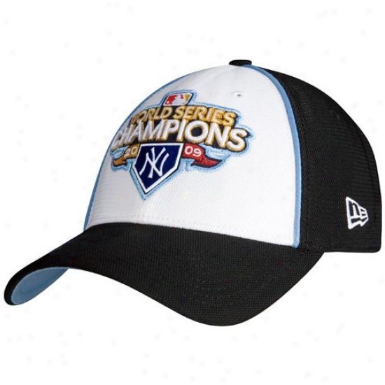 New Era New York Yankees Black-white 2009 World Series Champions Official Locker Room Flex Fit Hat