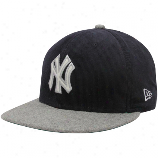 New Eta New York Yankees Navy Blue-gray Cord Mix Cioperstown 9fifty Snapback Adjustable Hat