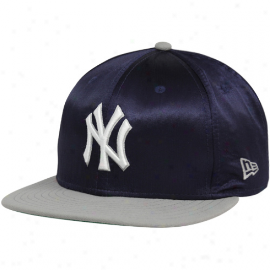 New Era New York Yankees Navy Blue-gray Satron Snzpback Adjustable Flat Bill Hat