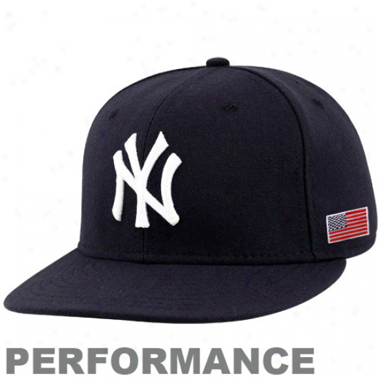 New Era New York Yankees Navy Blue On-field 59fifty Usa Banner Fitted Performance Hat