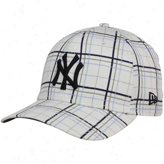 New Era Nes York Yankees White Summer Plaid 39thitry Flex Fit Hat