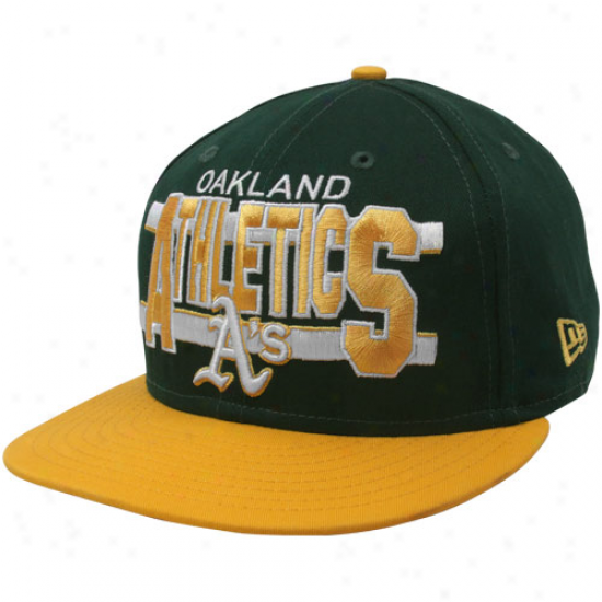 New Era Oakland Athletics Green-gold Word Stripe 9fifty Snapback Adjustable Hat