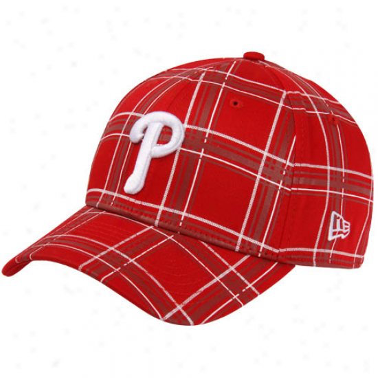 New Era Philadelphia Phillies 39thirty The Breaker Plaid Flex Fit Hat - Red