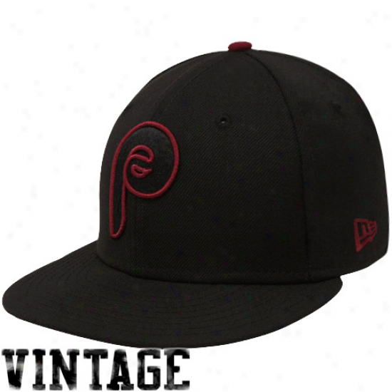 New Era Philadelphia Phillies Black 59fifty Tonal Pop Fitted Hat-