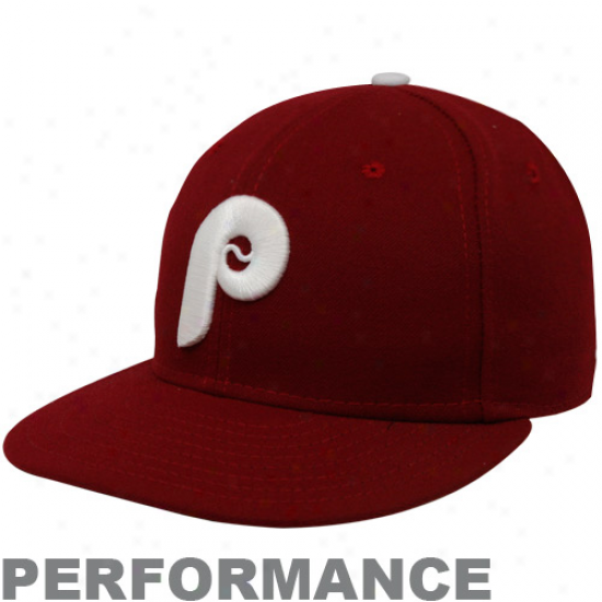 Novel Era Philadelphia Phillies Maroon 1984 Throwback Cooperstown On-field Performance 59fifty Fitted Hat