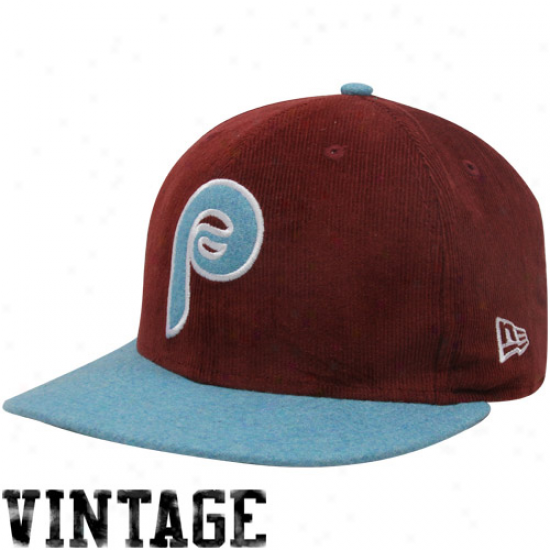 New Era Philadelphia Phillies Maroon-light Blue Cord Mix Cooperstown 9fifty Snapback Adjustable Hat