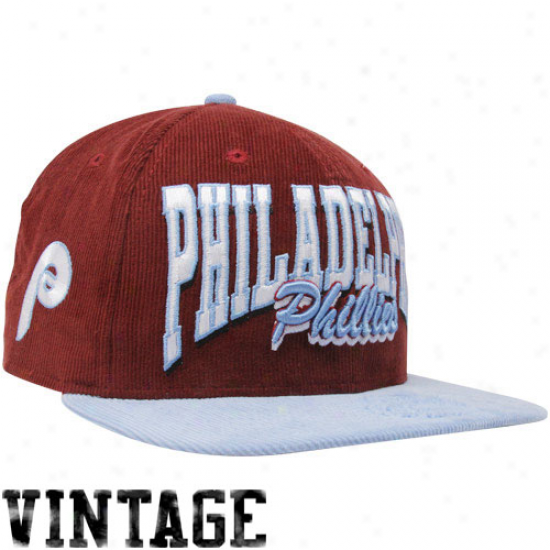 New Era Philadelphia Phillies Maroon-light Blue 9fifty Corduroy Snapback Adjustable Hat