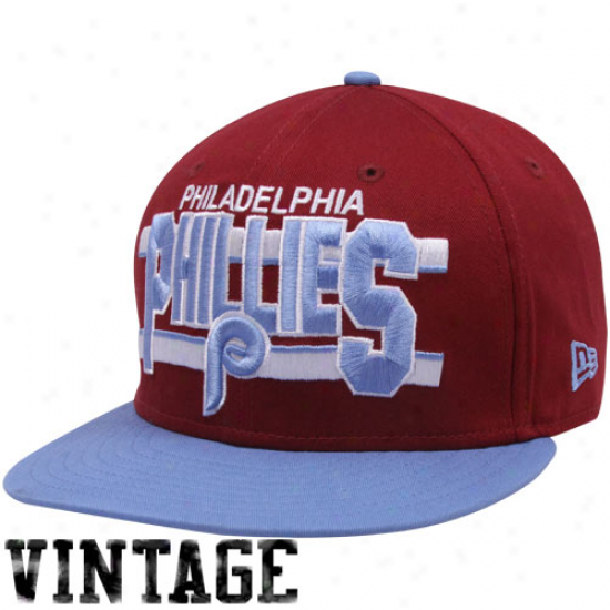 New Era Philadelphia Phillies Maroon-royal Blue Word Stripe 9fifty Snapback Adjustable Hat