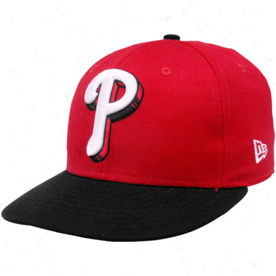 New Era Philadelphia Phillies Red-black Shadow Logo 59fifty Fitted Hat