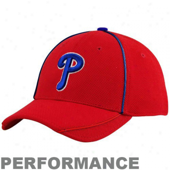 New Erz Philadelphia Phillies Red Official Batting Practice Flex Fit Performance Hat