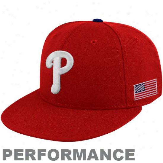 New Era Philadelphia Phillies Red On-field 59fifty Usa Flag Fitted Perofrmance Hat