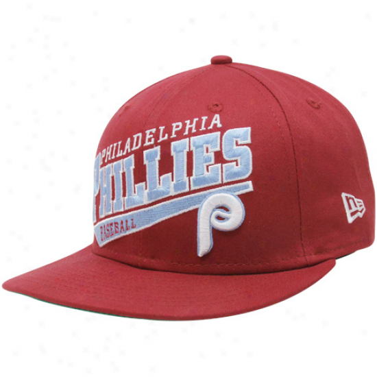 New Era Philadelphia Phillies Red Skew Scropt Snapback Adjustable Hat