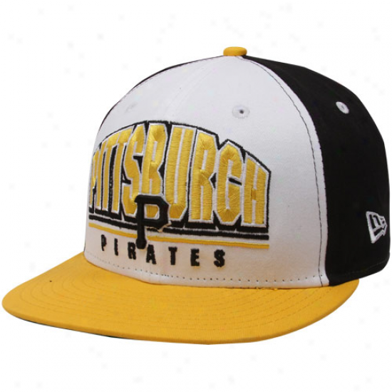 New Era Pittsburgh Pirates Black-white-gold Monolith 9fifty Snapback Adjustable Hat