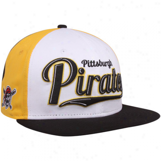 New Era Pittsburgh Pirates White-black-gold 9fifty Script Wheel Snapback Adjustable Hat