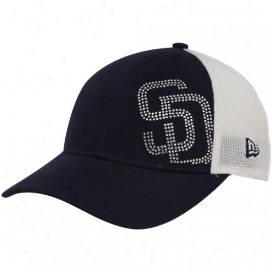 New Era San Diego Padres Juvenility Girls Navy Blue Jersey Shimmer Adjustaable Hat